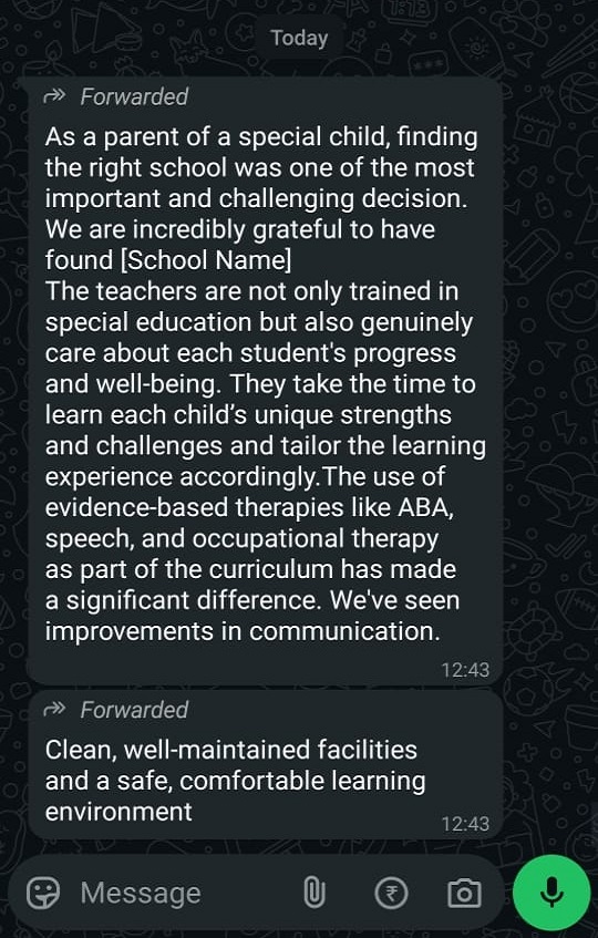 Student Message Screenshot